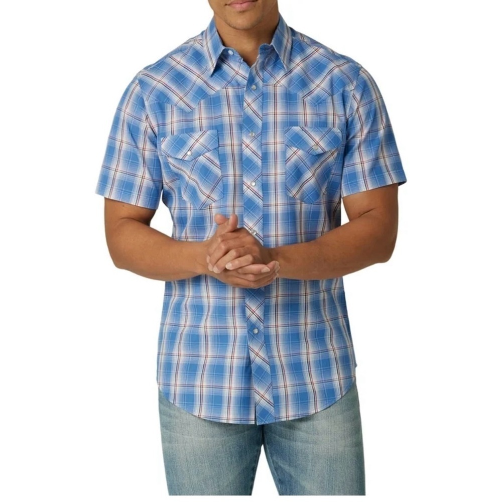 Wrangler western shirts 🤠Men's Blue Plaid Shirt
